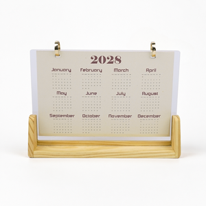 Calendario de Escritorio de Madera con Logotipo Personalizado, Base de Madera de Pino y Caja de Regalo, Regalo Corporativo Personalizado de Año Nuevo OEM LBG01 - Product Image 4