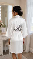 Robe de mariée en satin, robe de préparation pour la fête nuptiale, kimono court pour femme, peignoir, costume pour séance photo de mariage, cadeau