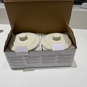 Casserole en céramique moderne mini 12 cm à double anse, ensemble de deux pièces, blanc crème avec couvercle, bol à soupe pour la maison - Product Image 6