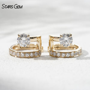 Pendientes de Oreja Modernos y Exclusivos Starsgem, Oro Sólido de 10K, Unisex, Diamante de Laboratorio de 0.8 Quilates, Color E, para Mujer - Product Image 2