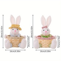 Décorations de Pâques, panier de rangement de Pâques mignon en forme de lapin de dessin animé avec des œufs colorés et un porte-bonbons, en polyester, en stock