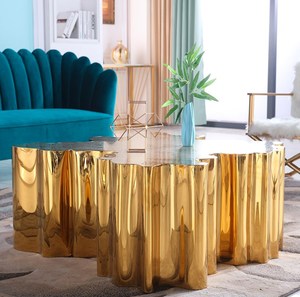 <span class=keywords><strong>Table</strong></span> basse en acier inoxydable doré de luxe, design unique et moderne, racine d'arbre, <span class=keywords><strong>souche</strong></span>, pour le salon - Product Image 2