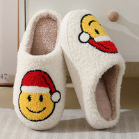 Chaussons Doux et Confortables d'Hiver pour Adultes, Motif Noël Père Noël Arbre Chapeau, pour Hommes et Femmes