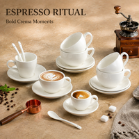 Tasse et soucoupe à expresso en céramique texturée à paroi épaisse pour une présentation professionnelle du café, commandes de couleurs personnalisées, acheteurs en gros