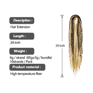 Vente en gros 24 pouces pré bouclé <span class=keywords><strong>Crochet</strong></span> cheveux 10 brins droite Boho boîte tresse Double extrémité dreads serrure extension de cheveux - Product Image 2