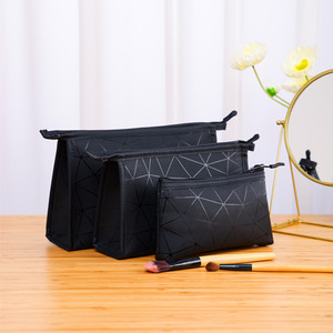 I-0496 3 pièces/ensemble étanche PU trousse de maquillage avec fermeture éclair Portable stockage toilette organisateur voyage poche cosmétique sac - Product Image 5