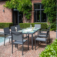 Table à manger rectangulaire en aluminium durable au design moderne pour cour, jardin, cuisine, hôtel, usage familial, mobilier d'extérieur