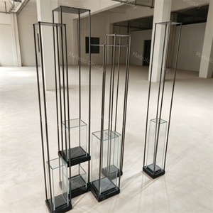 Présentoir <span class=keywords><strong>Colonne</strong></span> Haute pour Bijoux, Socle <span class=keywords><strong>en</strong></span> Métal Noir Mat, <span class=keywords><strong>Vitrine</strong></span> Géométrique <span class=keywords><strong>en</strong></span> <span class=keywords><strong>Verre</strong></span> pour Magasin de Montres et Exposition d'Art - Product Image 2