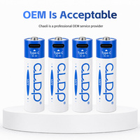 Baterías Recargables de Zinc-Níquel AA AAA de 1.6V, Potentes, con USB Tipo C, 2000mWh, Paquete de 4 Unidades, con Logotipo Personalizado