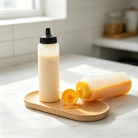 Bouteille de sauce en HDPE de qualité alimentaire 250 ml avec bouchon à clapet, distributeur de vinaigrette, bouteille en plastique à presser pour mayonnaise, emballage de condiments pour barbecue
