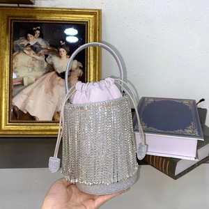 Sac Seau Femme Tendance avec Strass, Nouveau Sac de Soirée en Cristal pour Femme avec Long Pompon, Petit Sac à Main Mignon pour Mariage et Fête - Product Image 3