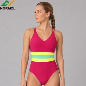 Color-blocked Dance Practice Wear Swimwear For Girls Dance Studio Training Dance Wear
