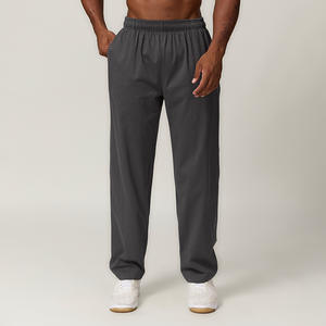 Tuta da ginnastica da uomo in cotone a gamba dritta, leggera, con fondo per il tempo libero in spugna francese con tasche, pantaloni traspiranti - Product Image 1