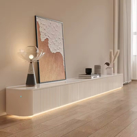 Meuble TV en bois gris de style moderne avec présentoirs Table TV murale de luxe Console multimédia de luxe Meubles de maison Ensembles de salon