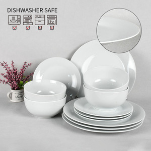 Service de table professionnel de qualité hôtelière, 12 pièces, en porcelaine blanche translucide, sans plomb, compatible micro-ondes, idéal pour la restauration en gros - Product Image 5