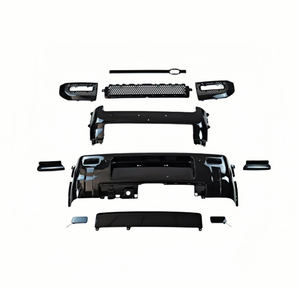Kit carrosserie onyx noir brillant Warrior 007 modifié pour Land <span class=keywords><strong>Rover</strong></span> Defender 110 – Pare-chocs avant et arrière, jupes latérales, coins – Pièces de modification - Product Image 4