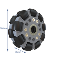 Roue omnidirectionnelle 10 mm (4 pouces) 14058 - Roue double en plastique à mouvement précis, idéale pour les projets robotiques polyvalents