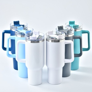 Taza de Viaje Grande de 40 oz, de Acero Inoxidable, Doble Pared, Aislada al Vacío, con Logotipo Personalizado, Funda de Silicona y Asa, Mantiene la Temperatura de 6 a 12 Horas - Product Image 1