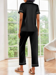 Uzun pijama pantolon seti ile kısa kollu gömlek için 2025 pijama Set Loungewear kıyafeti Pjs pijama kadınlar için - Product Image 3