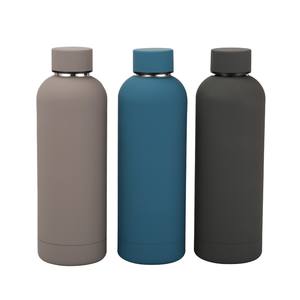 Bouteille d'eau isotherme en acier inoxydable avec logo personnalisé, rose, thermique, peinture en caoutchouc souple, double paroi avec poignée pour le sport - Product Image 1