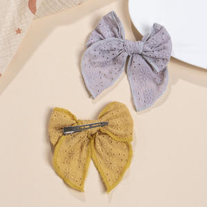 <span class=keywords><strong>4</strong></span>英寸寓言蝴蝶结尼龙头带女婴刺绣Knotbow发夹学步头饰儿童发饰 - Product Image 3