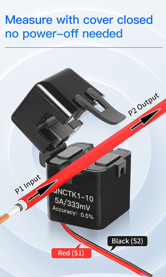 QNCTK1-10 50A 1V 10A 333mV Open Current Transformer Snap on Current Sensor Clamp CT Split Type Current Transformer 100a to 333ma