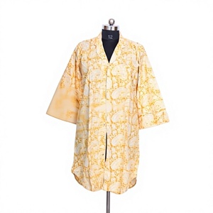 Vestido Bohemio de Algodón Natural Indio para Mujer, Talla Grande, Estampado Floral, Hecho a Mano, Ecológico, Transpirable, Sencillo, Hasta la Rodilla - Product Image 1