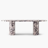 Table à manger en marbre Calacatta Viola naturel, mobilier minimaliste adapté aux cuisines haut de gamme, salles à manger et hôtels