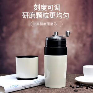 Molinillo de Café Manual Portátil, Diseño Minimalista de Plástico Blanco con Banda y Tapa Negras para Viajes - Product Image 4