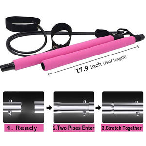 Home Workout Yoga Pilates Bar Kit, <span class=keywords><strong>2</strong></span> Latex Exercise Resistance Band with Foot <span class=keywords><strong>Loop</strong></span> - Product Image 3