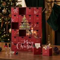 Boîte de calendrier de l'avent de Noël personnalisée de qualité supérieure avec 24 tiroirs, boîte cadeau vide en carton pour compte à rebours, pour échantillons de parfums et cosmétiques