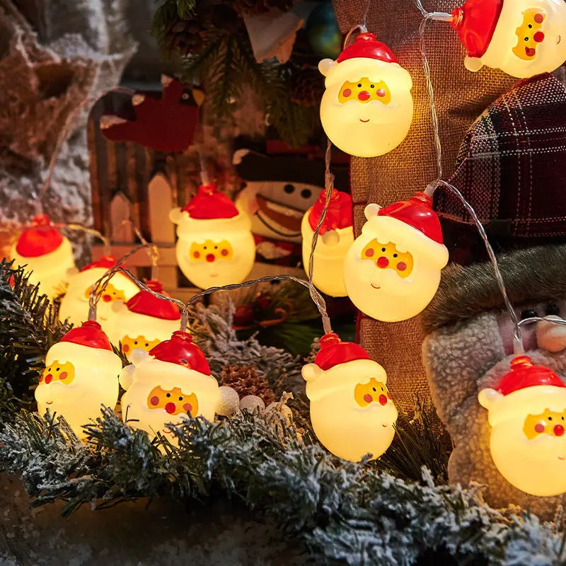 String Lights Santa Claus Snowman LED String Lights New Battery Operated Christmas Arrival 2M 10LED Warn White 50000 Steady On - Honorland