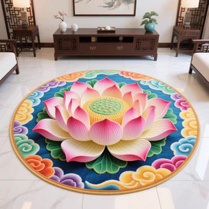 Tapis chinois à motif de lotus pour salon, usage domestique, position assise à genoux, salle bouddhiste, méditation, temple, tapis de sol sur le thème du lotus - Product Image 3