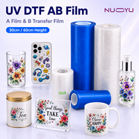 Kit de rouleaux de film PET AB UV DTF transparent pour transfert thermique, autocollant 30cm/60cm x 100m haute température pour application multi-surfaces