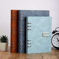 Carnet A5 à 6 anneaux en cuir, personnalisable, pour bureau, étudiants, cahiers, 200 pages, coffret cadeau