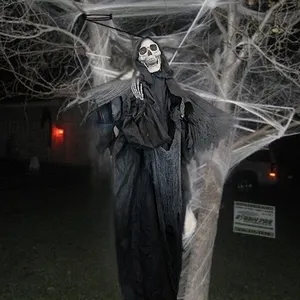 Outdoor Haunted House Lifesize Party Creepy Shrilling Sound Hanging Animated Grim Reaper With Wings