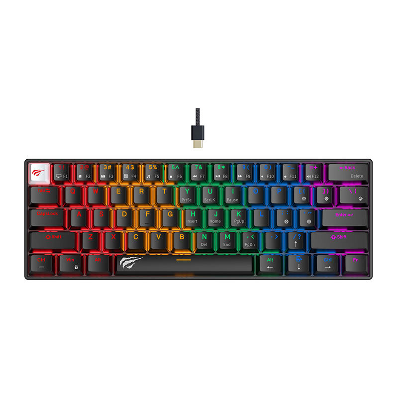 Havit KB903L 61 Keys Rainbow RGB Backlit Computer Light up USB Wired Gaming  Keyboard Backlit Mechanical Gaming Keyboard for PC