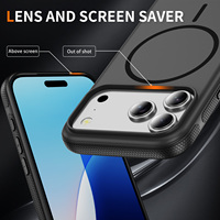 Nouvelle coque de téléphone magnétique sans fil noire SJ en TPU+PC pour 17/16/15/14 Pro Max, antidérapante, finition mate givrée, antichoc