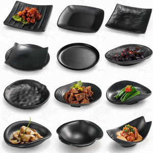 HCMA A5 A8 Dinnerware Melamine Matte Black Dinner Kitchen <strong>Serving</strong> <strong>Plates</strong> Modern Lunch Salad Dishes Multi-Purpose Dishware Sets - Product Image 2