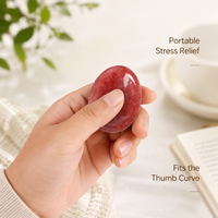 Pierre de méditation en quartz fraise naturel, polie, 45x35mm, pour massage de poche, cadeau