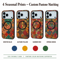 Coque de téléphone en liège naturel écologique motif floral européen pour iPhone 17, 17 Pro, 17 Pro Max, 18, 18 Pro, 18 Pro Max