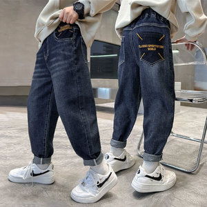 Jeans en denim pour garçons, printemps automne, sport, jambe droite, stretch, broderie, <span class=keywords><strong>pantalon</strong></span> de loisirs, jeans pour garçons, printemps - Product Image 1
