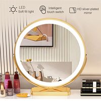 Bureau de toilette de luxe de 100 cm avec bord cannelé, 360 °   Miroir LED rotatif et armoire à 3 tiroirs pour chambre à coucher.