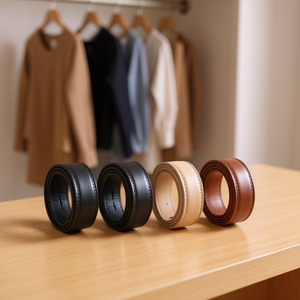 Cintura in Pelle PP con Fibbia Rotonda Effetto Rattan 5Cm - Product Image 2