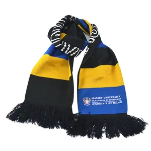 Customized Logo world soccer cup football team clubs scarf 100%Acrylic double side fan knitted souvenir scarf jacquard scarf