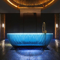 Baignoire autoportante moderne en résine transparente de 1.8m avec égouttoir de forme ovale à 4 jets pour le trempage dans n'importe quelle salle de bain
