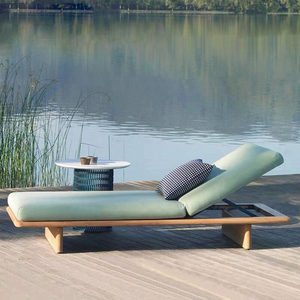 Chaise longue d'extérieur <span class=keywords><strong>de</strong></span> <span class=keywords><strong>luxe</strong></span> avec chaise rembourrée en bois <span class=keywords><strong>de</strong></span> teck parfaite pour les bains <span class=keywords><strong>de</strong></span> <span class=keywords><strong>soleil</strong></span> et la relaxation Chaise longue d'extérieur - Product Image 3
