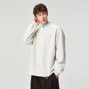Sweater Henley Rajut Waffle Pria Lengan Panjang Bordir Bernapas Streetwear Kasual Ukuran Besar Tinggi Plus Size Oversized - Product Image 1
