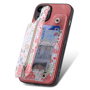 Pour iPhone 15/15 <span class=keywords><strong>Pro</strong></span>/15 Promax Flower design Housse pour carte de crédit, Portefeuille magnétique Étui à rabat pour Samsung S23 - Product Image 2