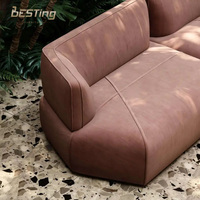 Meubles de salon de luxe italien moderne, ensemble de canapé d'angle modulaire en cuir rose vif pour mariage